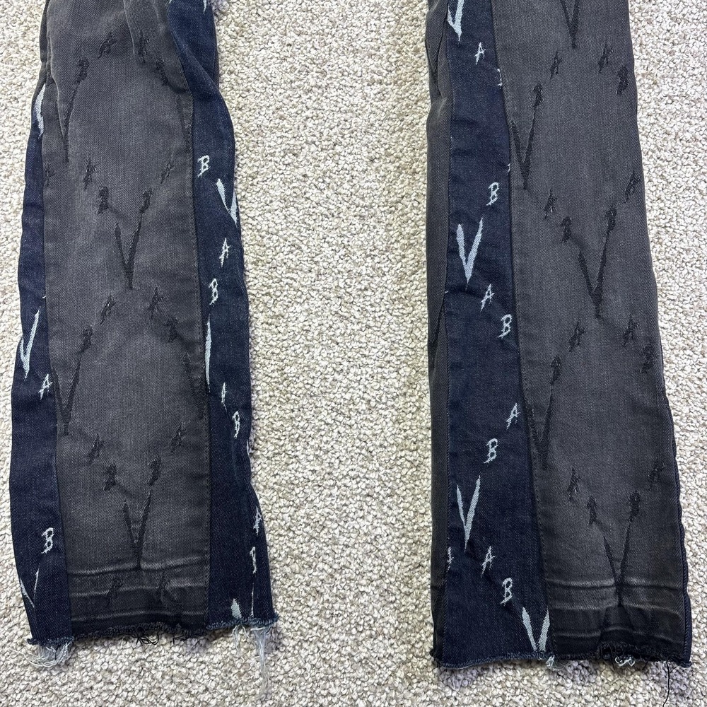 Valabasas Jeans Mens 29x34 Black Dark Wash Skinny Fit Logo Denim Distressed - Picture 3 of 12